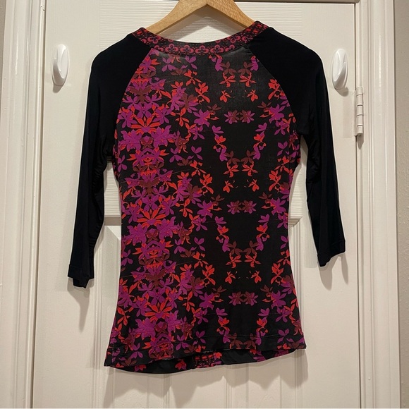 Vtg Y2K Just Cavalli Blouse Women’s 40 Small Black Floral Stretch Designer Italy - Picture 2 of 8